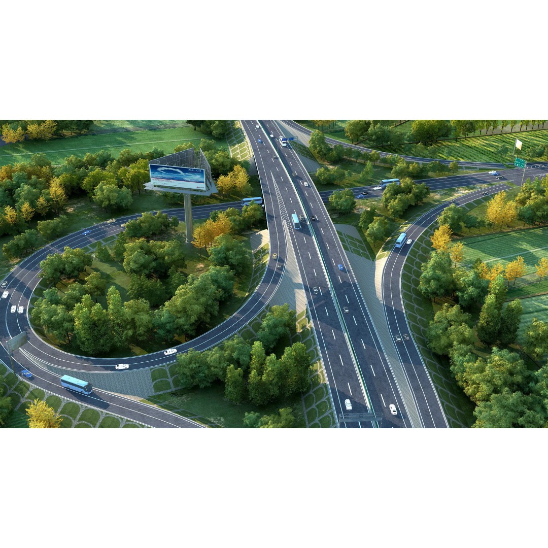 Twilight Highway 3D Model – Realistic Urban Road Asset, FBX, OBJ - View 4