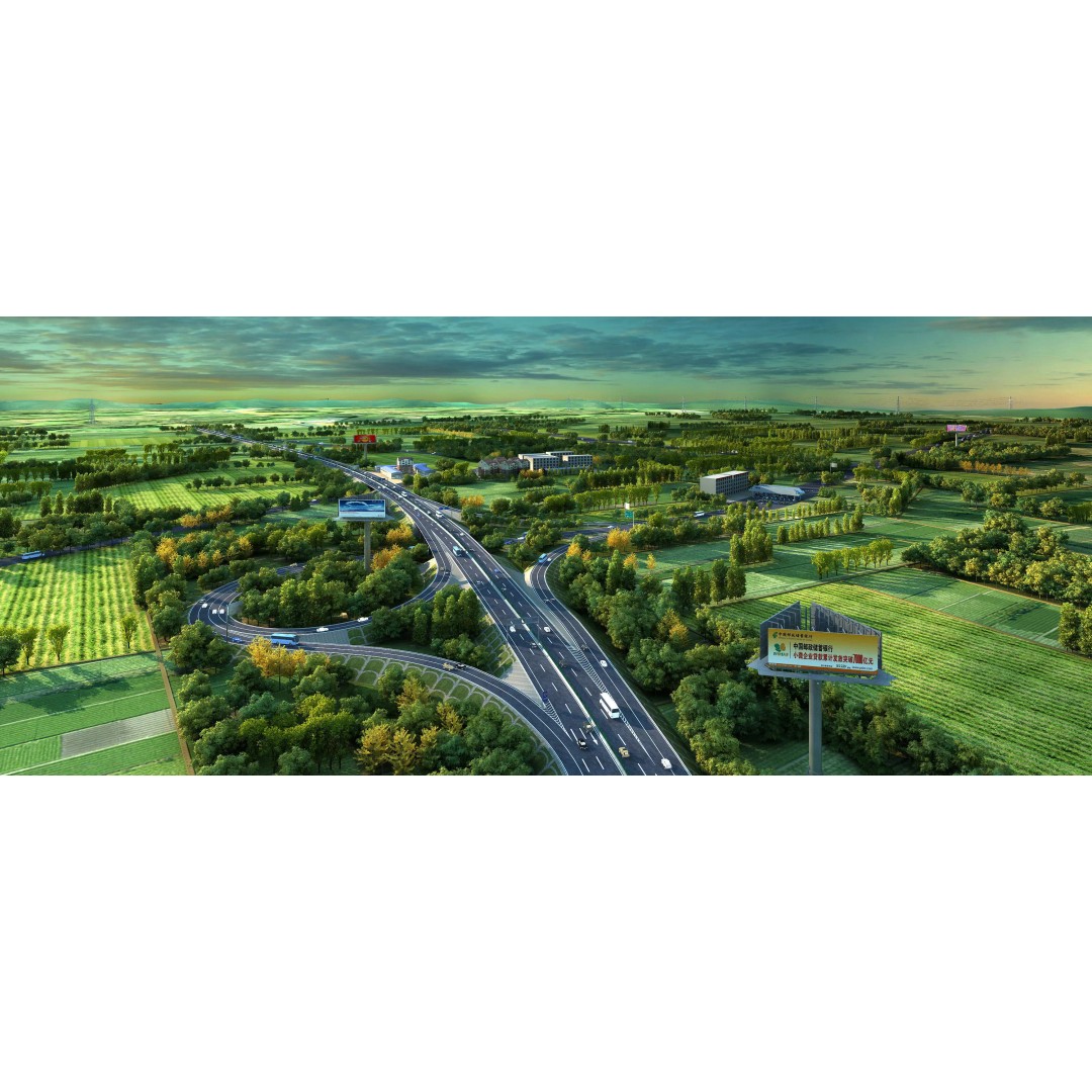 Twilight Highway 3D Model – Realistic Urban Road Asset, FBX, OBJ - View 5