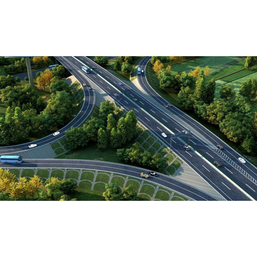 Twilight Highway 3D Model – Realistic Urban Road Asset, FBX, OBJ - View 6