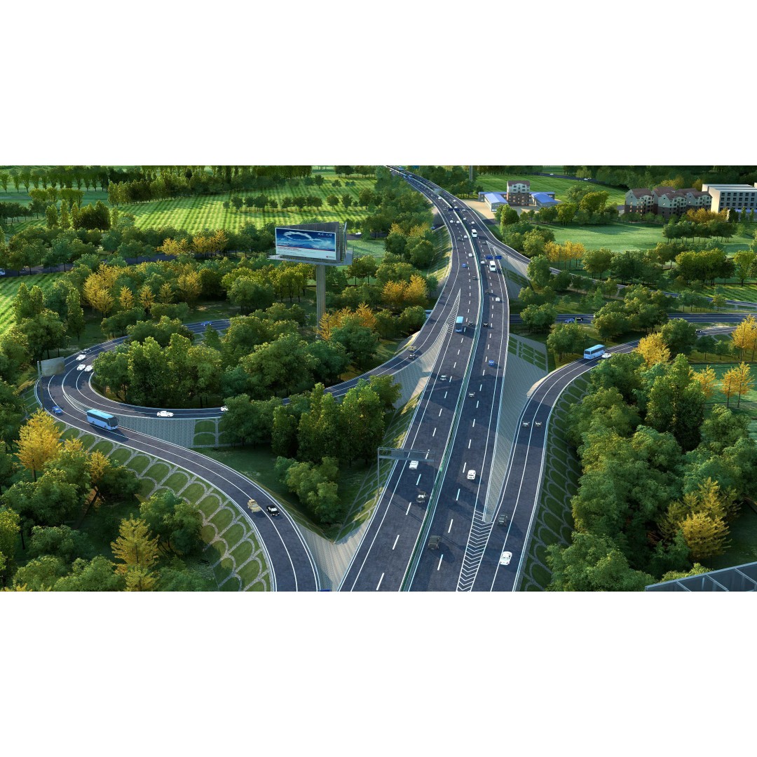 Twilight Highway 3D Model – Realistic Urban Road Asset, FBX, OBJ - View 7