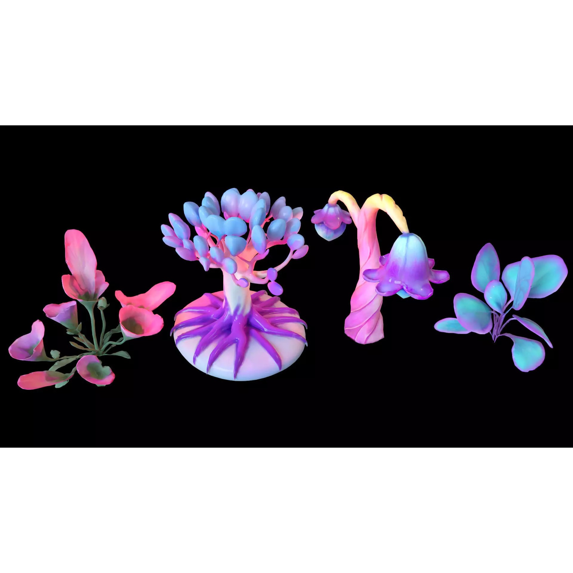Stylized Fantasy Plants - Low-Poly Game-Ready 3D Model - View 3