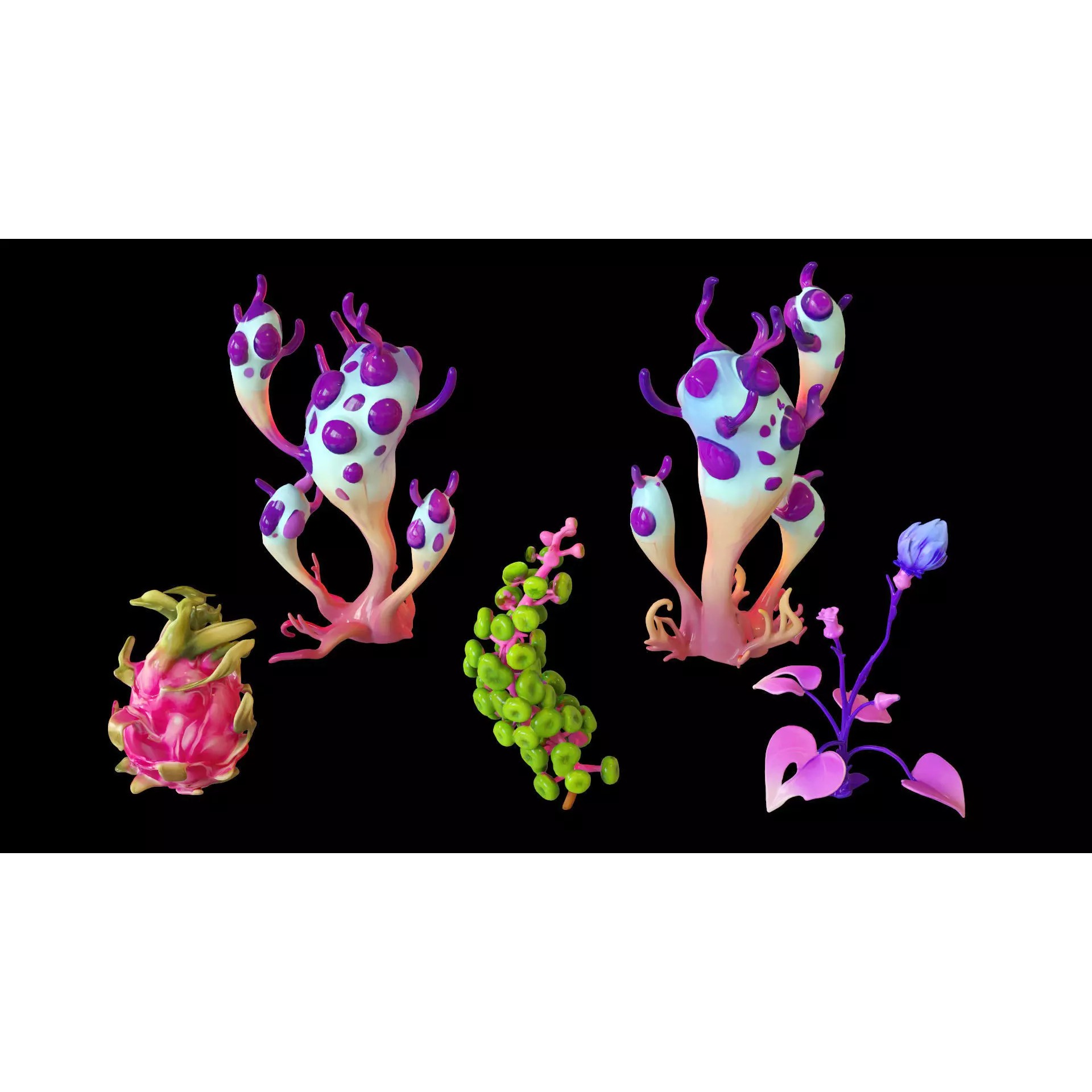 Stylized Fantasy Plants - Low-Poly Game-Ready 3D Model - View 33