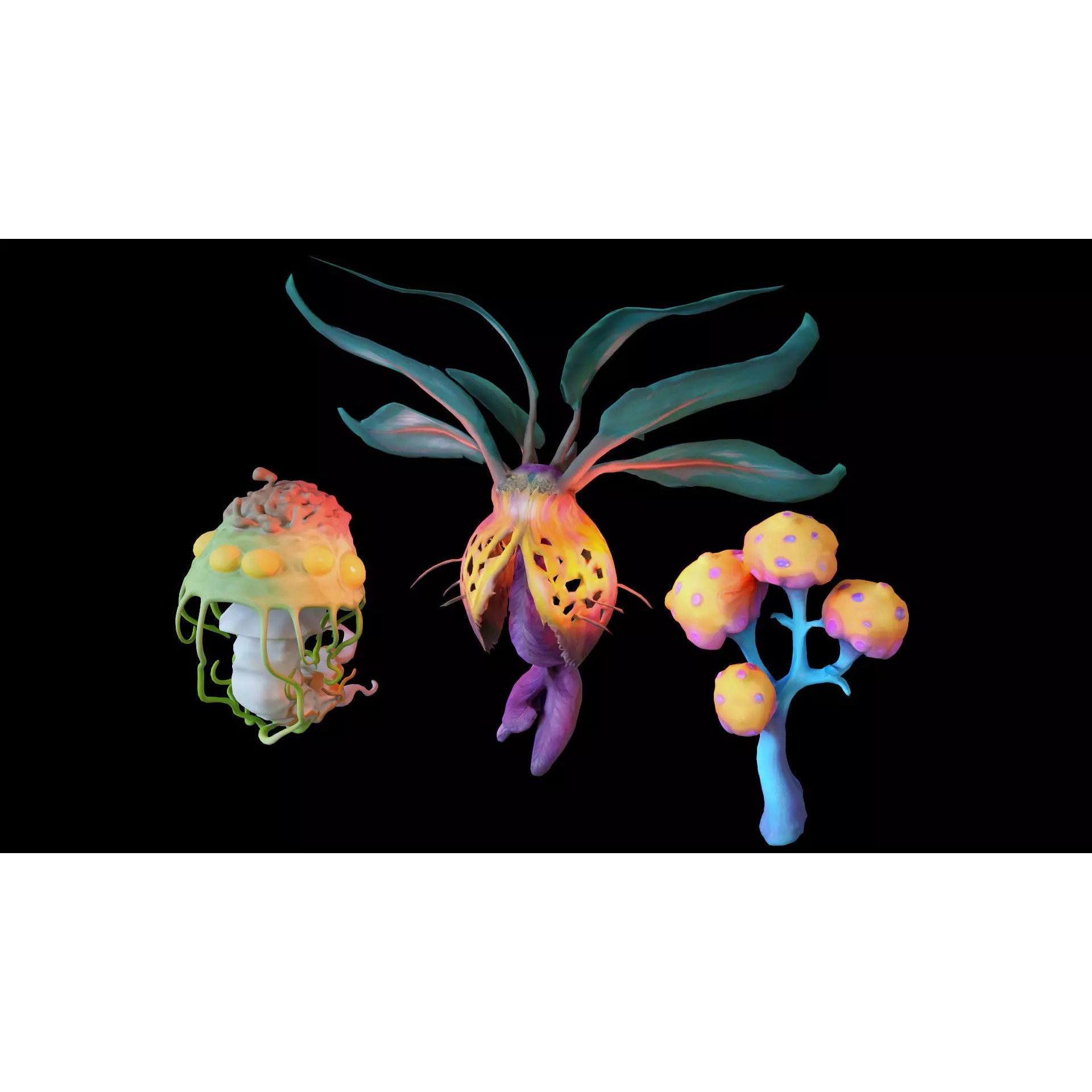 Stylized Fantasy Plants - Low-Poly Game-Ready 3D Model - View 4