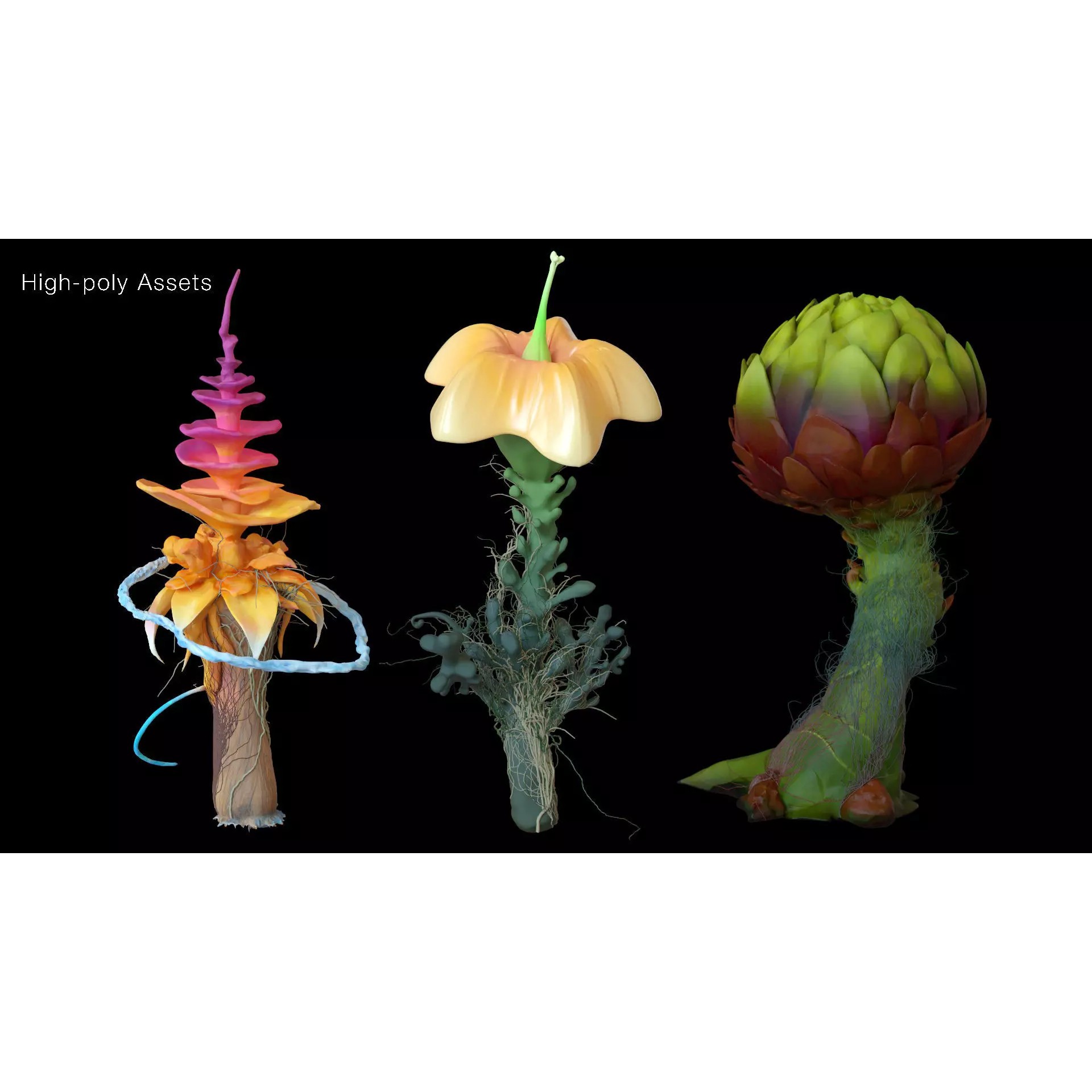 Stylized Fantasy Plants - Low-Poly Game-Ready 3D Model - View 42