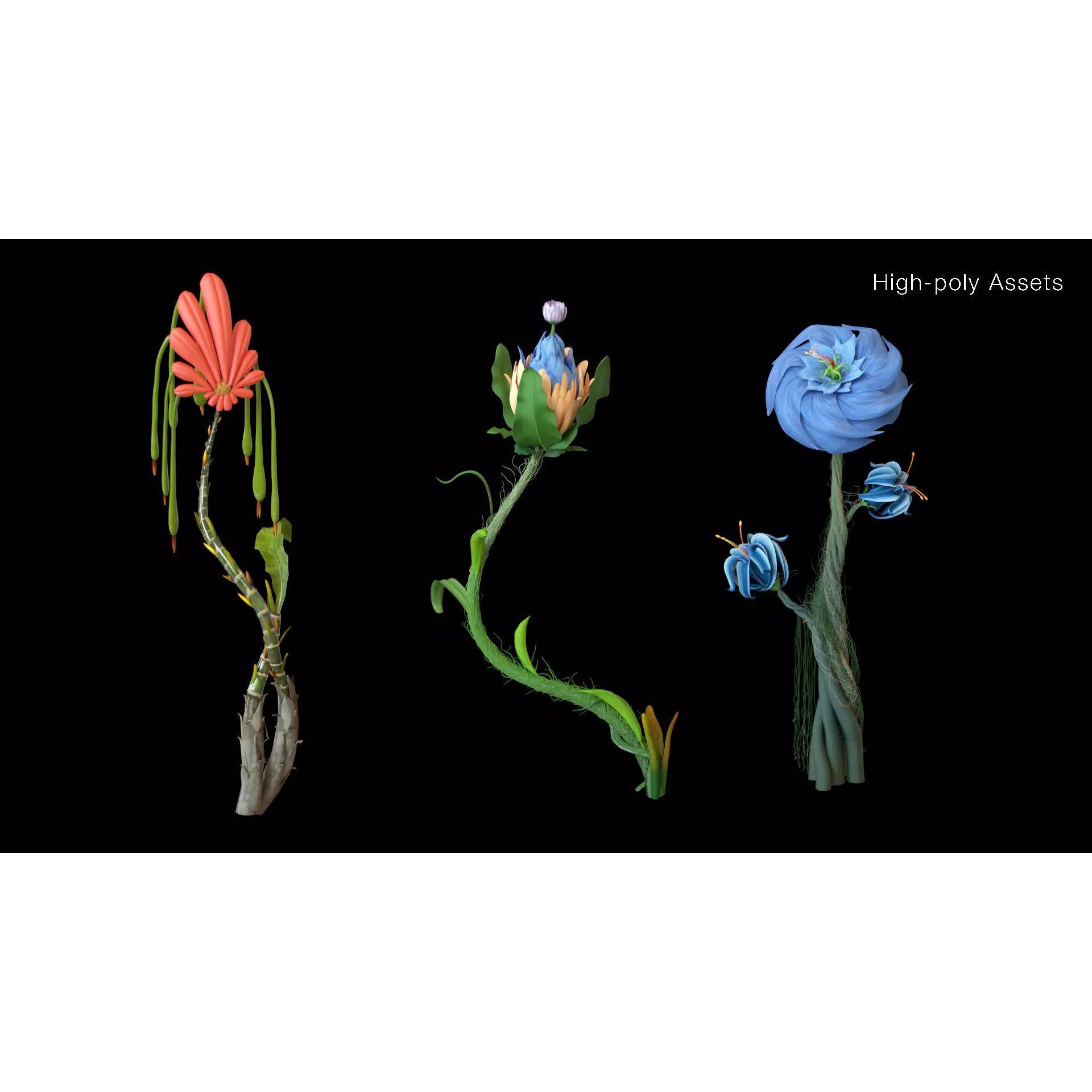 Stylized Fantasy Plants - Low-Poly Game-Ready 3D Model - View 44