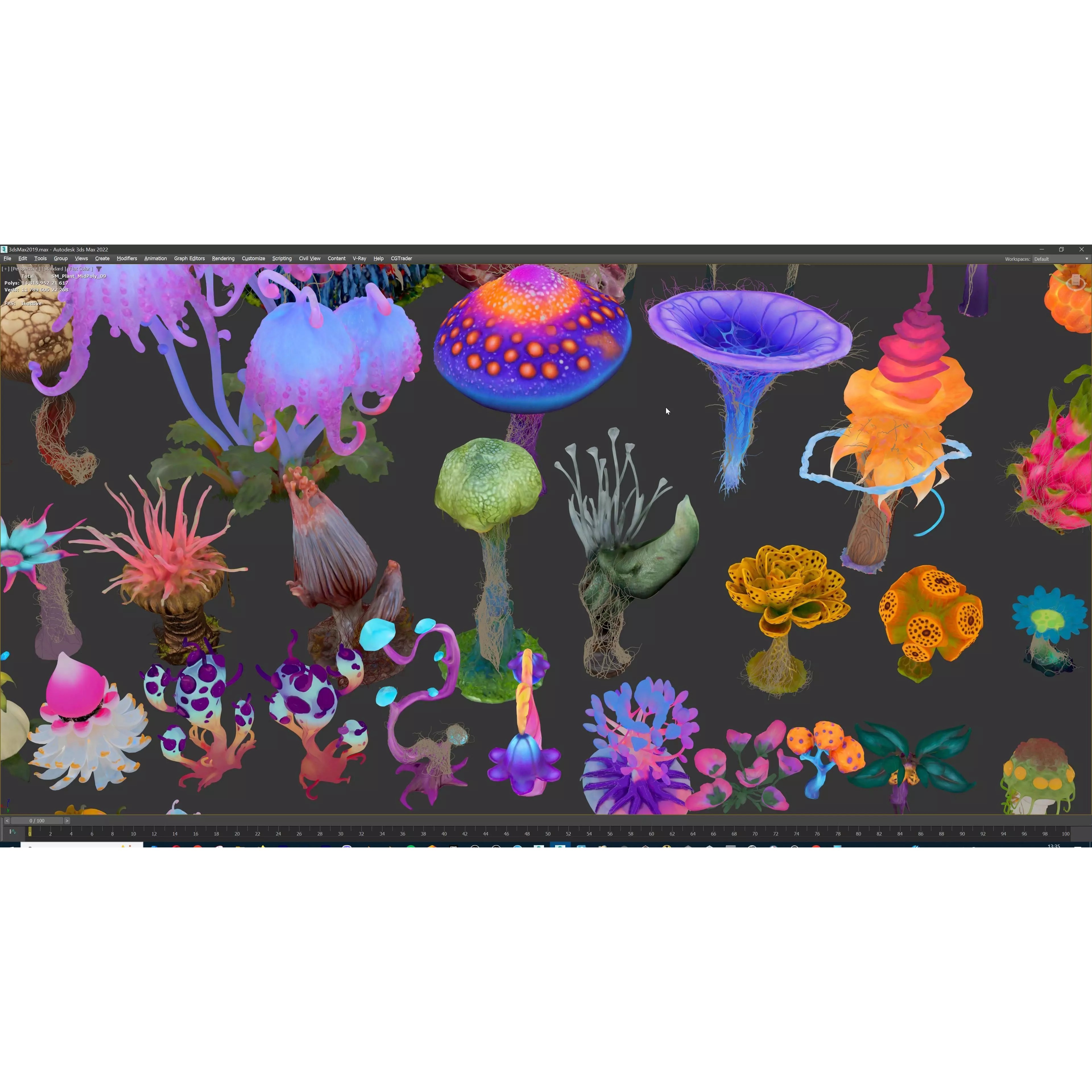 Stylized Fantasy Plants - Low-Poly Game-Ready 3D Model - View 62