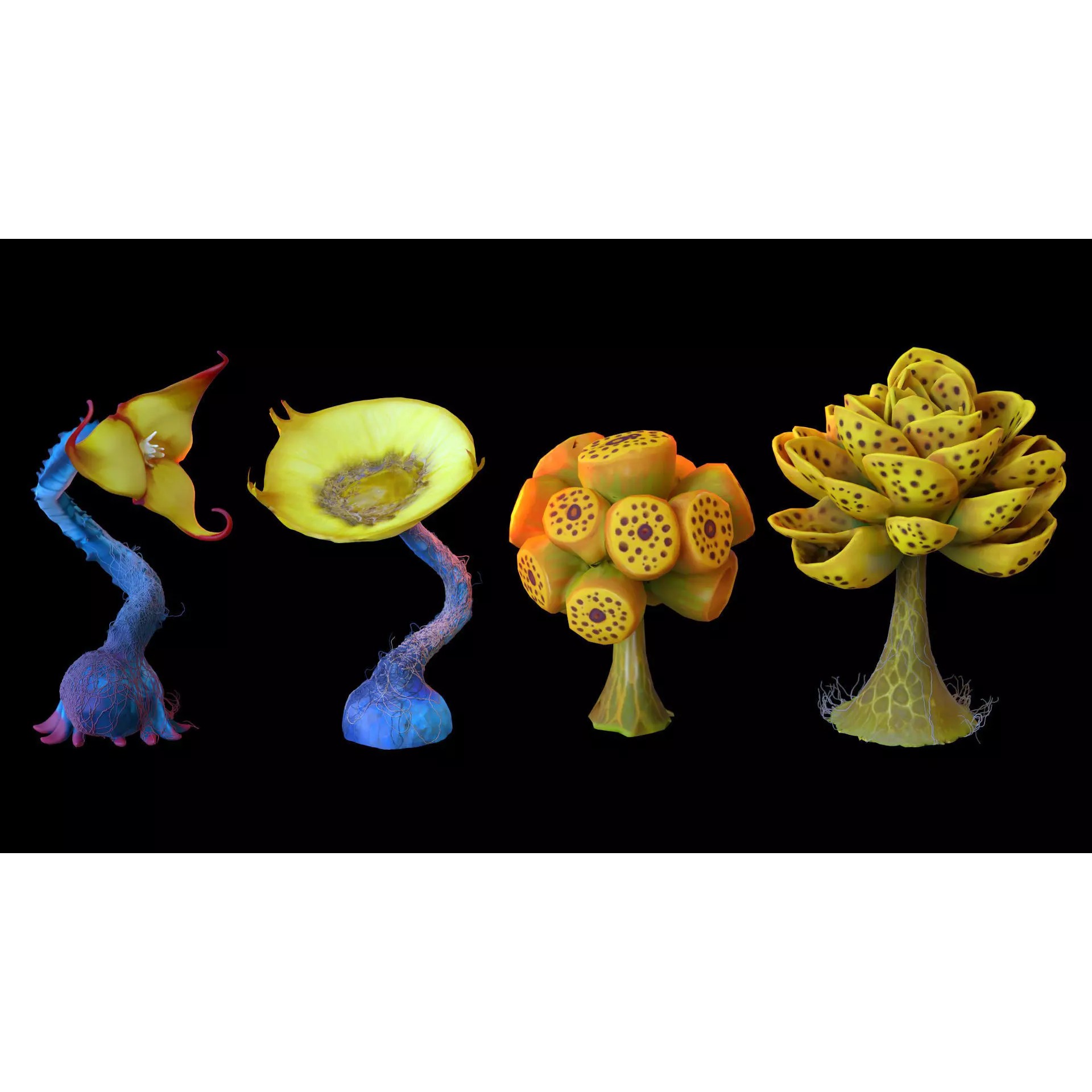 Stylized Fantasy Plants - Low-Poly Game-Ready 3D Model - View 7