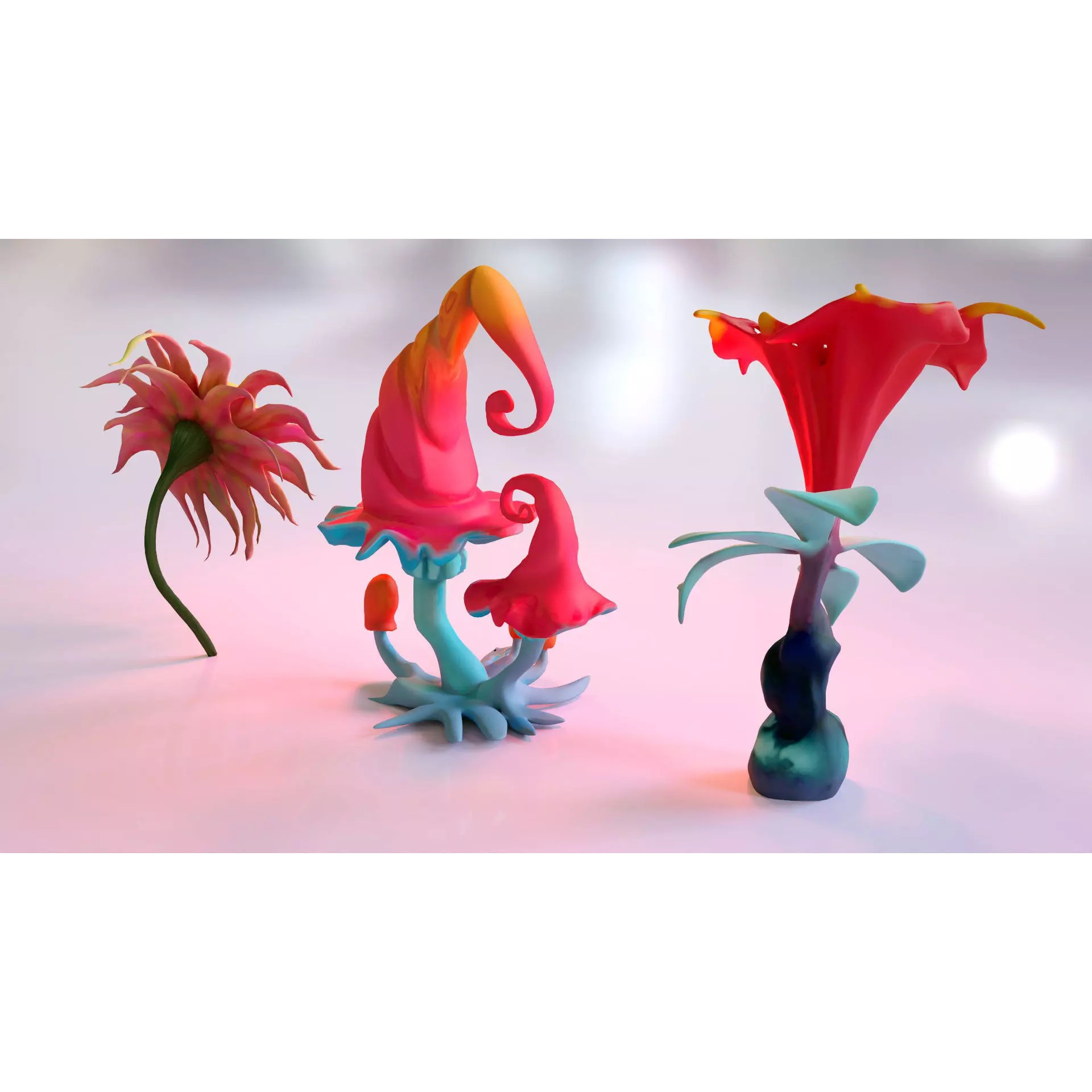 Stylized Fantasy Plants - Low-Poly Game-Ready 3D Model - View 9