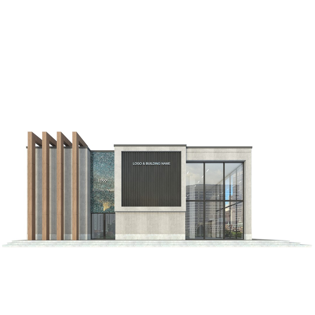 Modern Commercial Building 3D Model – Low Poly Office Asset, FBX, OBJ - View 11