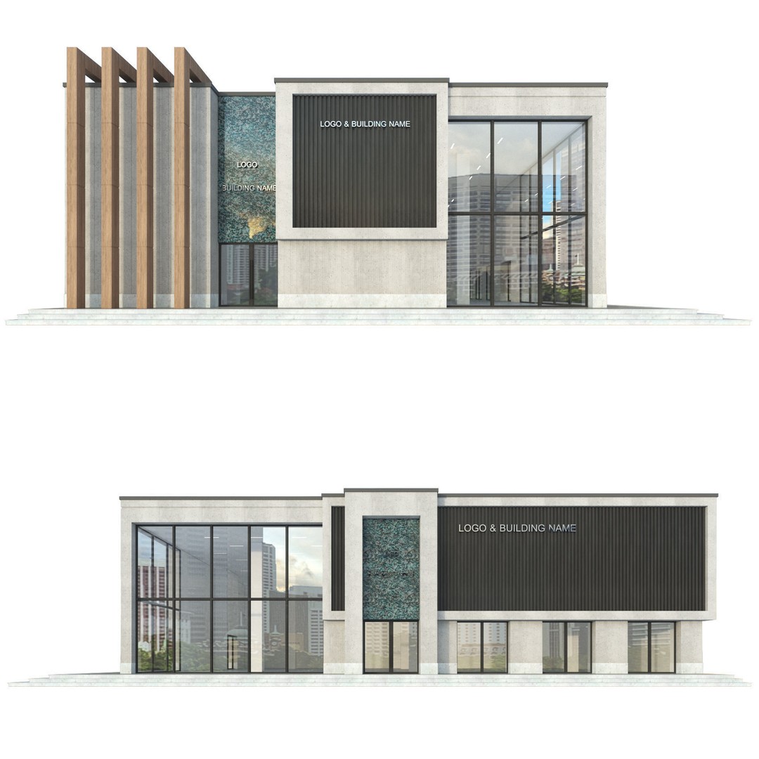 Modern Commercial Building 3D Model – Low Poly Office Asset, FBX, OBJ - View 6