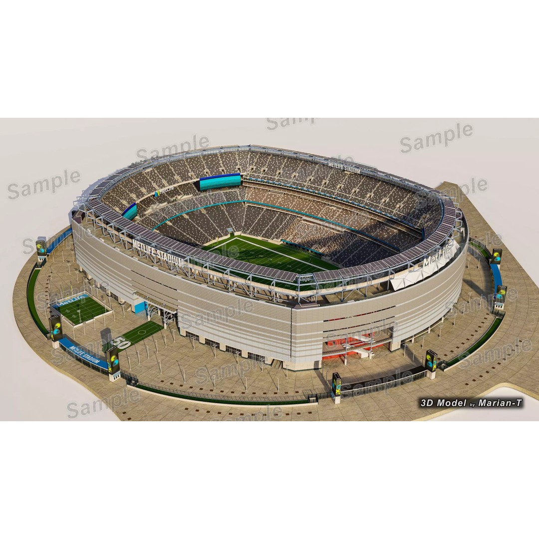 MetLife Stadium 3D Model – Low-Poly Game Asset, FBX, PBR Textures - View 10