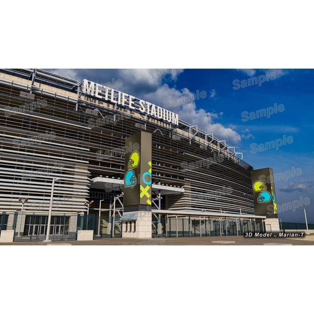 MetLife Stadium 3D Model – Low-Poly Game Asset, FBX, PBR Textures - View 34