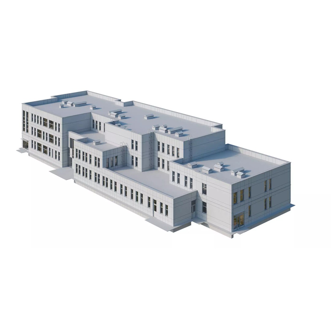 Kindergarten Building 3D Model – Modern School Design, FBX, PBR