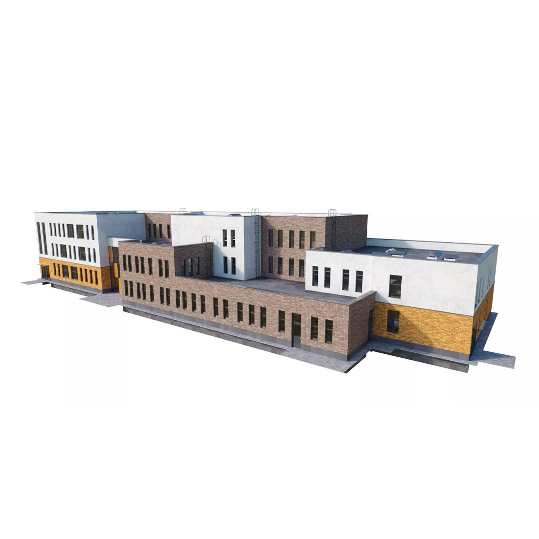 Kindergarten Building 3D Model – Modern School Design, FBX, PBR - View 11