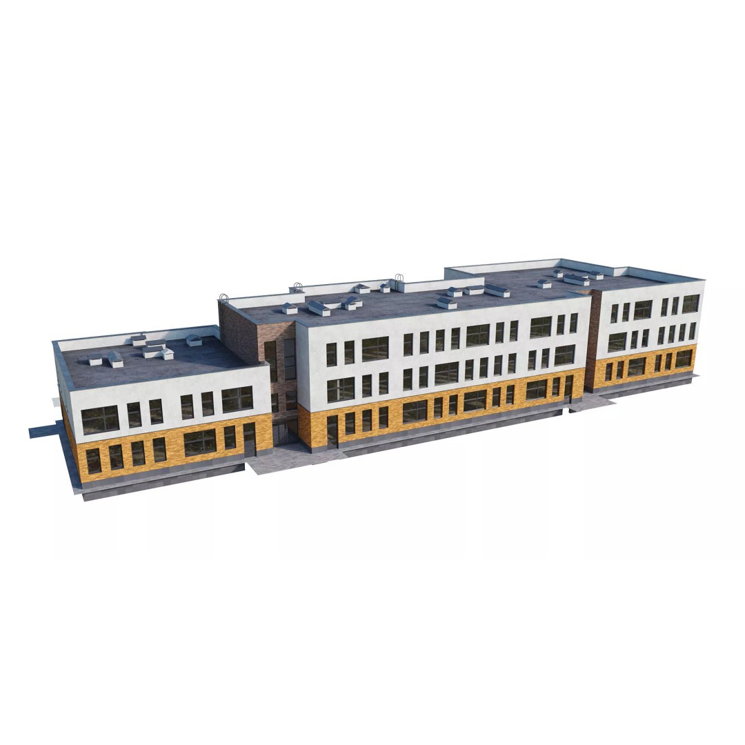 Kindergarten Building 3D Model – Modern School Design, FBX, PBR - View 13