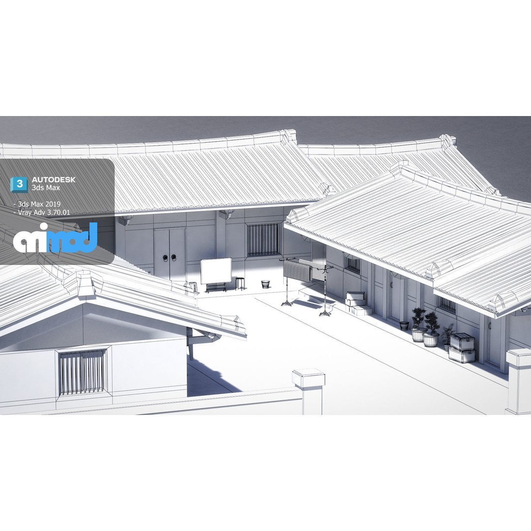 San He Yuan 3D Model – High Poly Architectural House, FBX, Game Ready