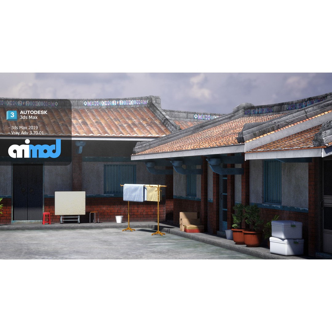 San He Yuan 3D Model – High Poly Architectural House, FBX, Game Ready - View 5