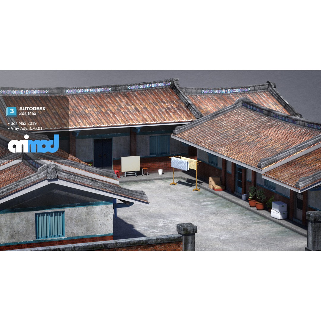 San He Yuan 3D Model – High Poly Architectural House, FBX, Game Ready - View 6