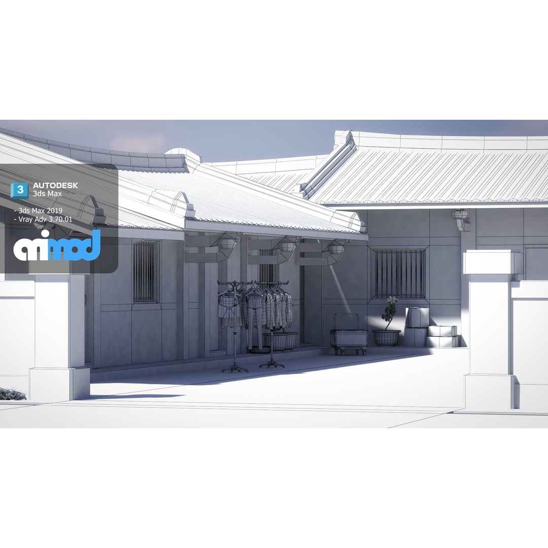 San He Yuan 3D Model – High Poly Architectural House, FBX, Game Ready - View 8