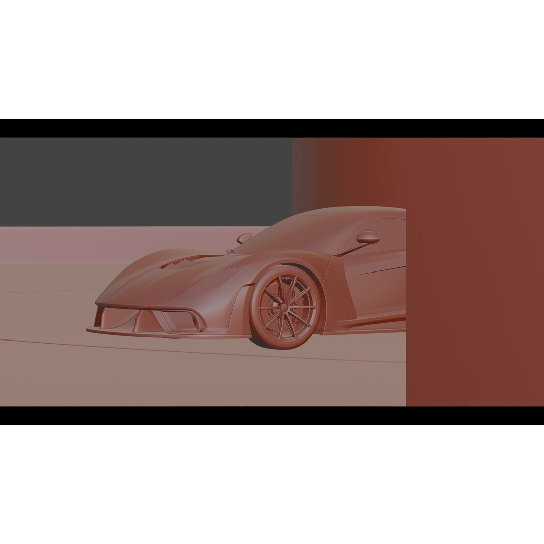 Car Lighting Scene 3D Model – Low Poly PBR Scene for Blender - View 3