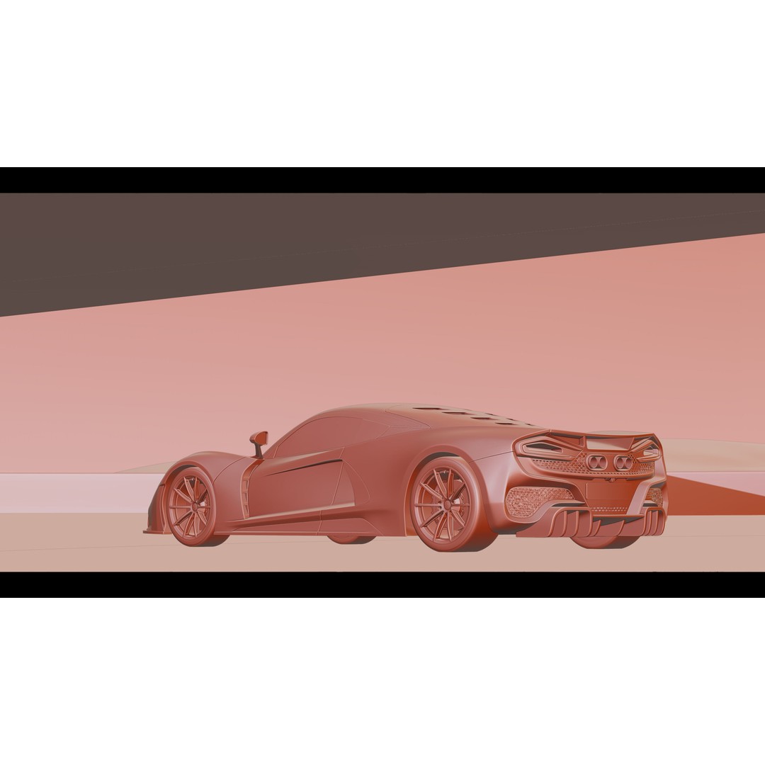Car Lighting Scene 3D Model – Low Poly PBR Scene for Blender - View 5