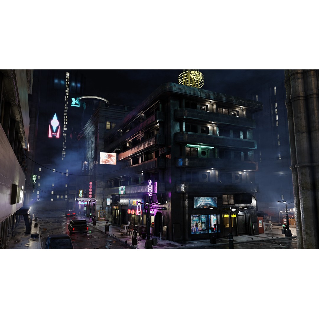 Cyberpunk City 3D Model – Ultra Detailed Blender Scene, Game Ready - View 10