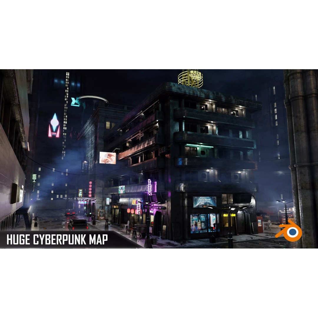 Cyberpunk City 3D Model – Ultra Detailed Blender Scene, Game Ready - View 2