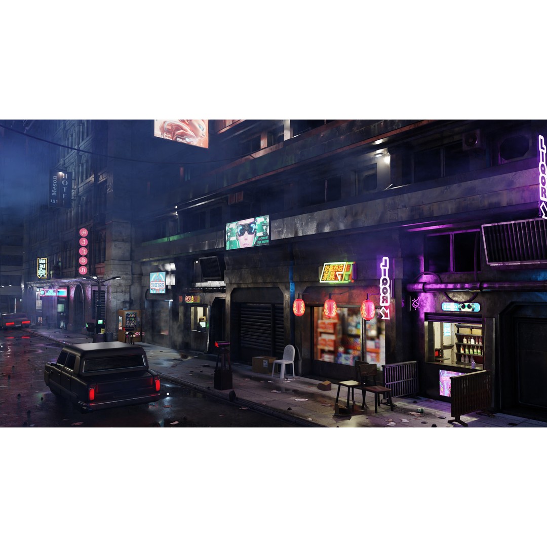 Cyberpunk City 3D Model – Ultra Detailed Blender Scene, Game Ready - View 4