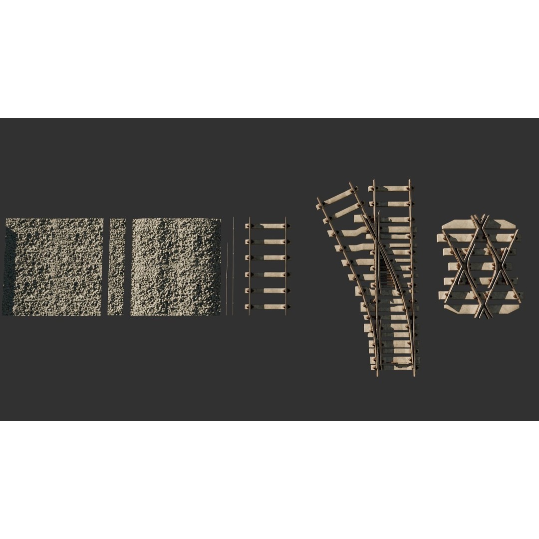 High Poly Modular Railway Pack 3D Model – PBR Textures, FBX, OBJ - View 3