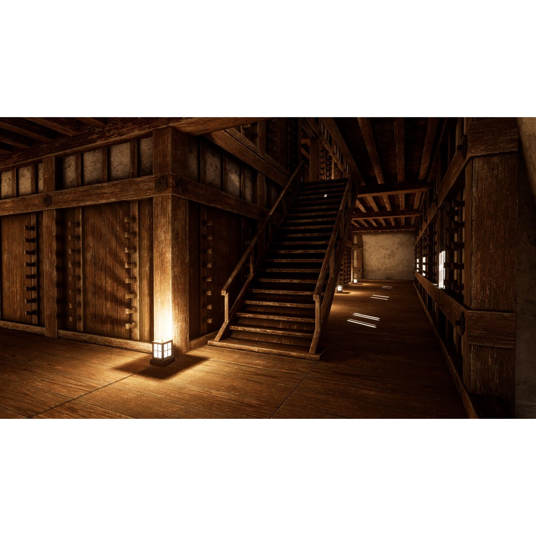 Japanese Castle 3D Model – Low Poly Modular Architecture, PBR Textured - View 10