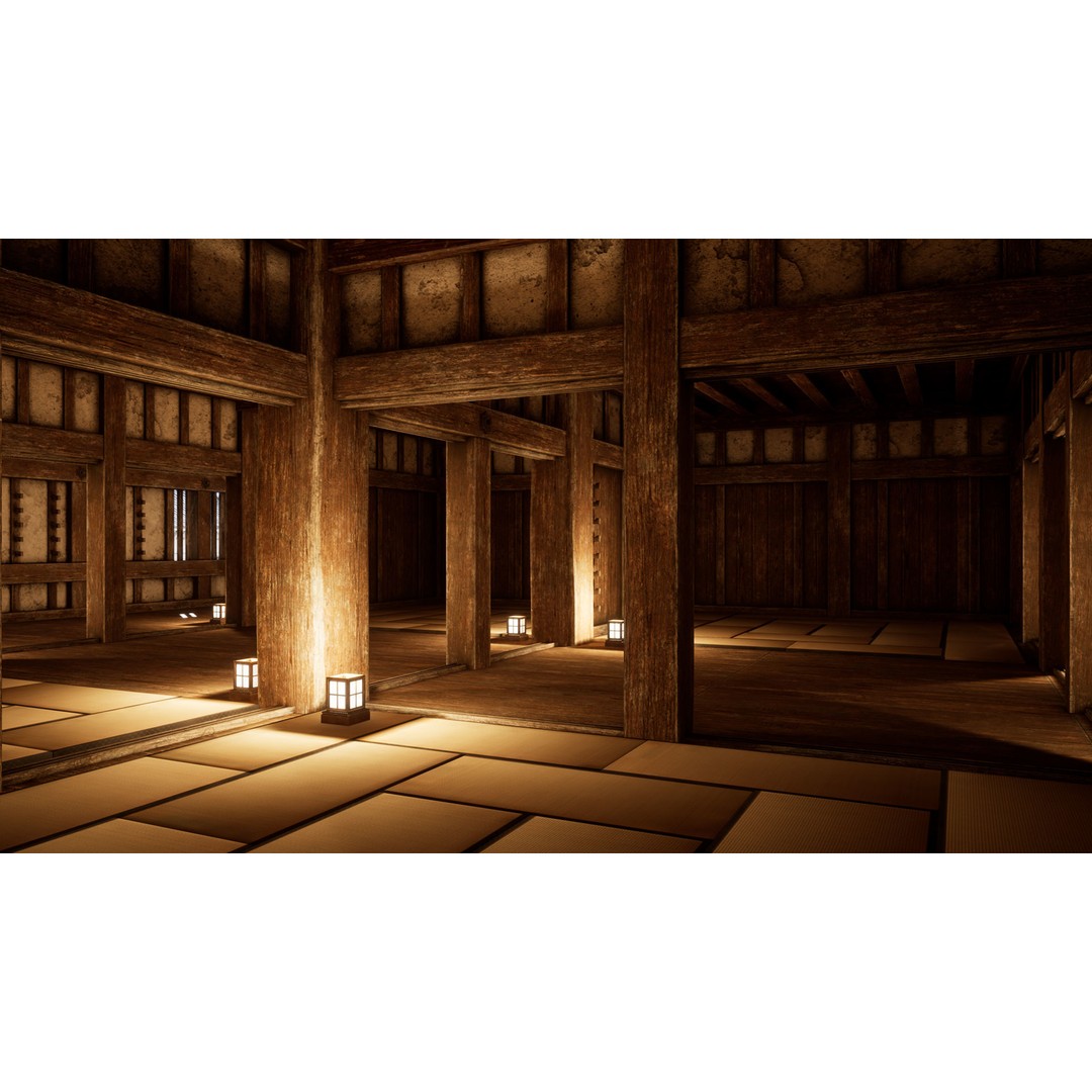 Japanese Castle 3D Model – Low Poly Modular Architecture, PBR Textured - View 9