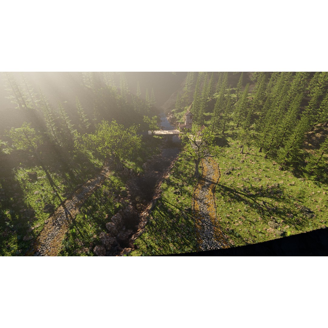 Medieval Bridge Scene 3D Model – High Poly Environment for Blender - View 13