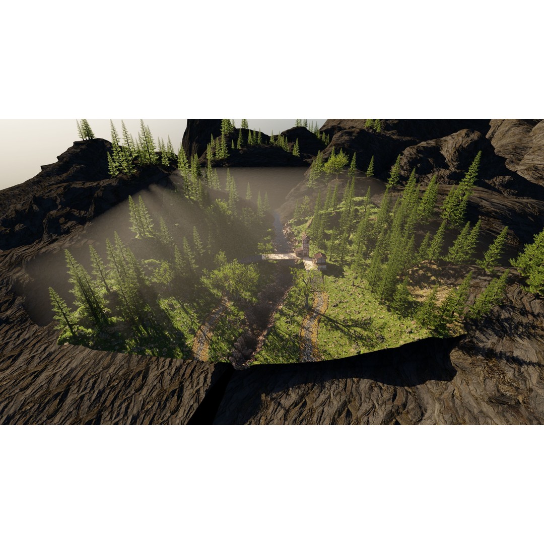 Medieval Bridge Scene 3D Model – High Poly Environment for Blender - View 14