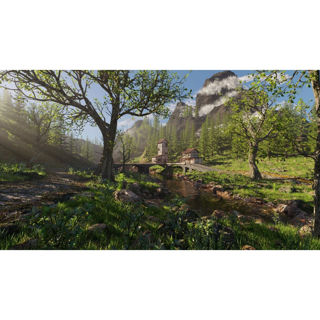 Medieval Bridge Scene 3D Model – High Poly Environment for Blender - View 2