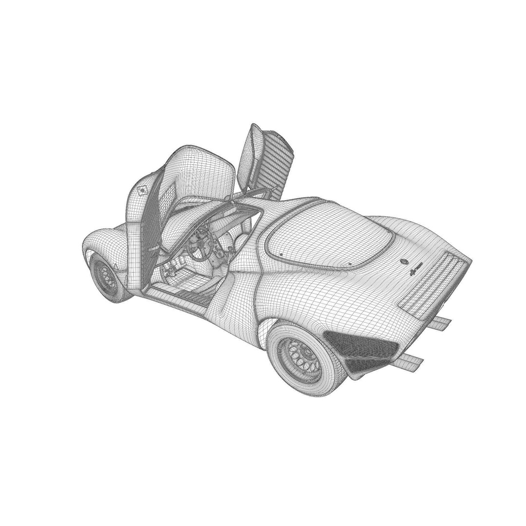 1967 Alfa Romeo Tipo 33 Stradale 3D Model – High Poly PBR Asset, FBX & OBJ - View 14