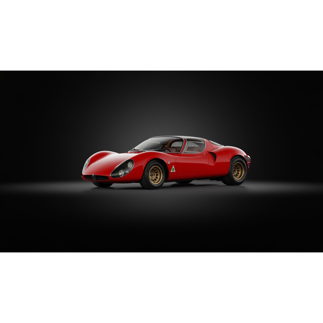 1967 Alfa Romeo Tipo 33 Stradale 3D Model – High Poly PBR Asset, FBX & OBJ - View 3