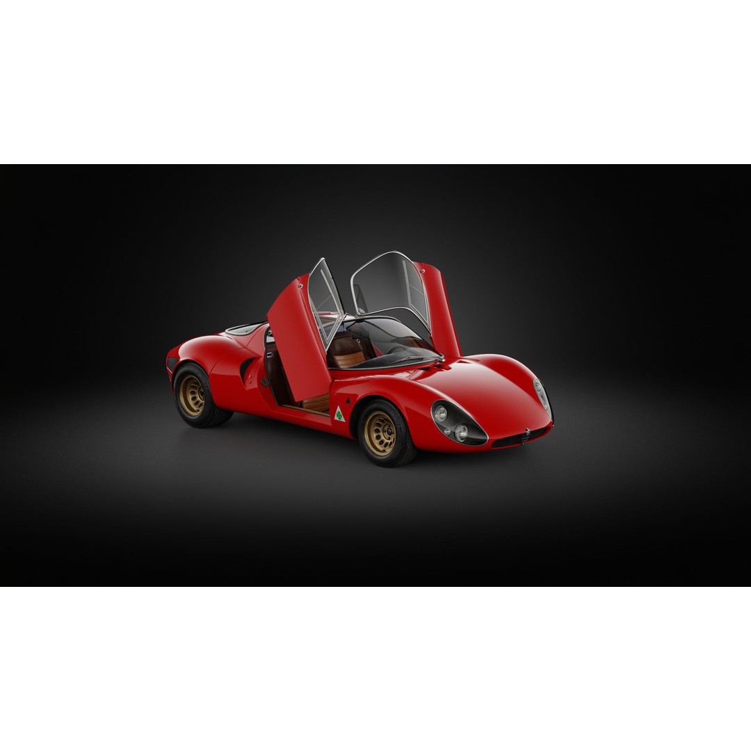 1967 Alfa Romeo Tipo 33 Stradale 3D Model – High Poly PBR Asset, FBX & OBJ - View 4