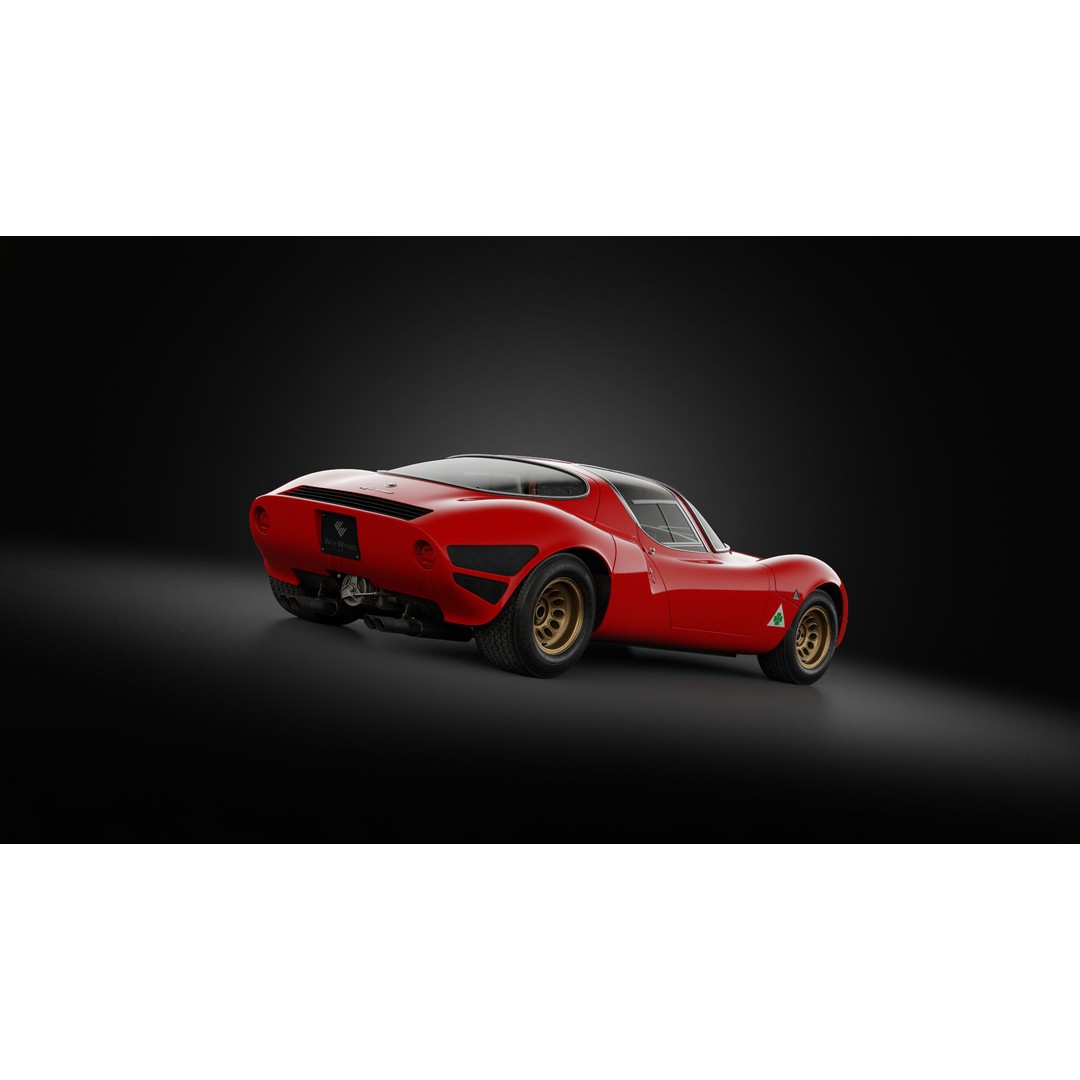 1967 Alfa Romeo Tipo 33 Stradale 3D Model – High Poly PBR Asset, FBX & OBJ - View 5