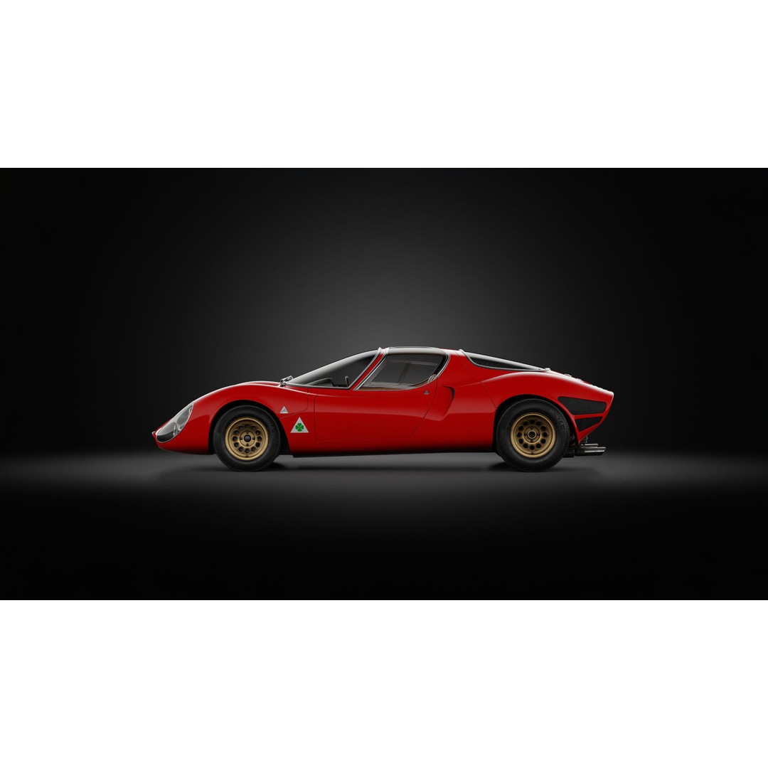 1967 Alfa Romeo Tipo 33 Stradale 3D Model – High Poly PBR Asset, FBX & OBJ - View 8