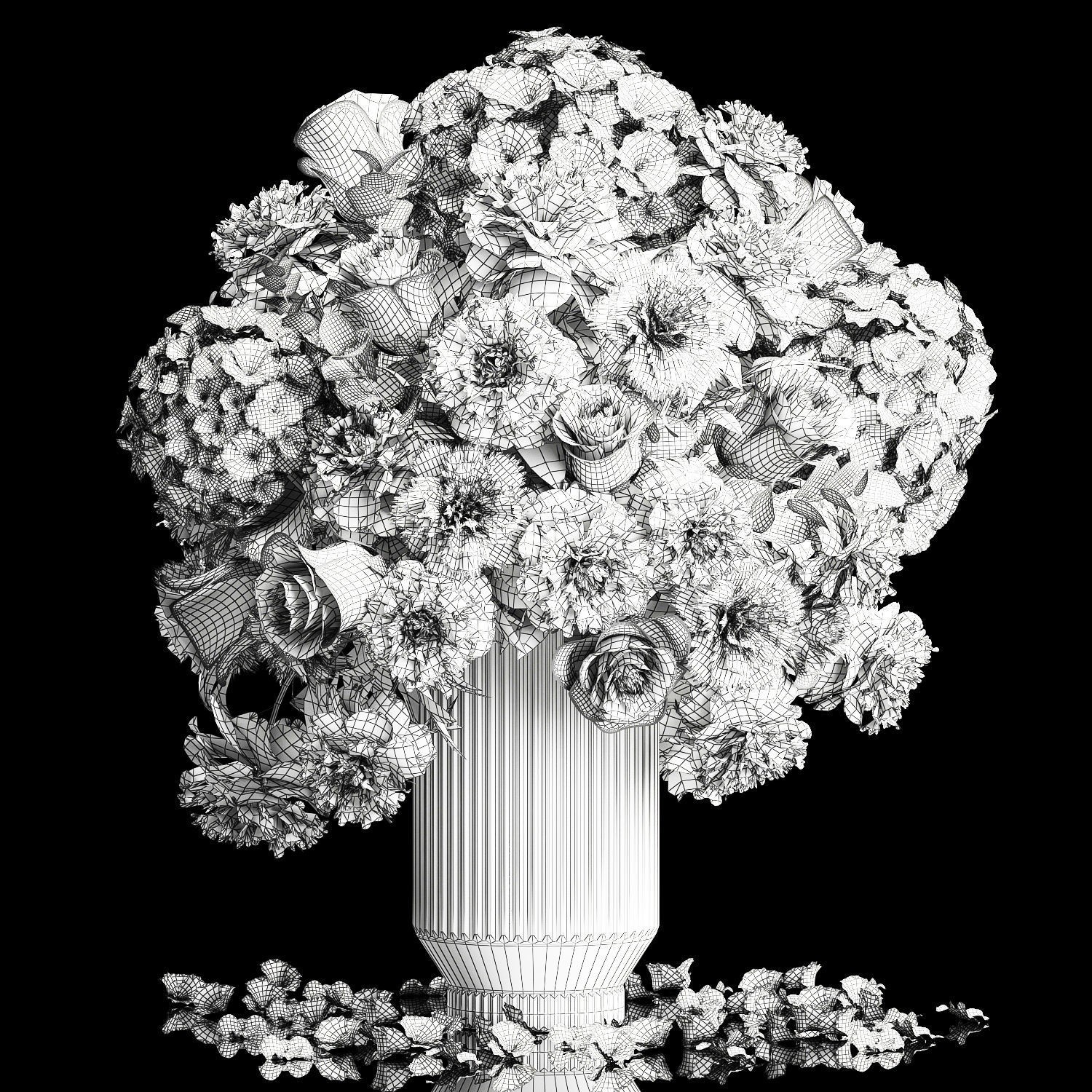 Solemn Bouquet of Red Flowers - Beautiful 3D Model