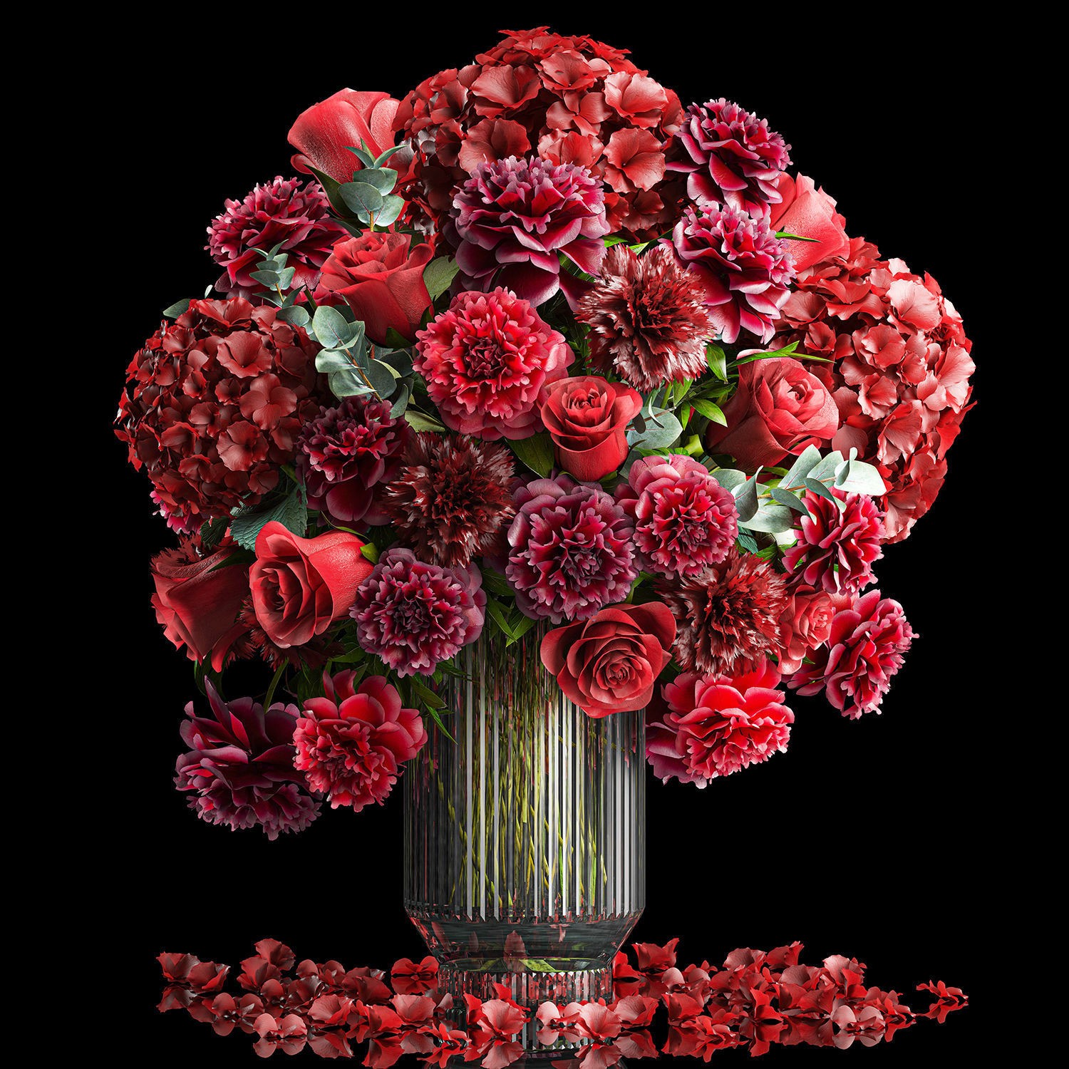 Solemn Bouquet of Red Flowers - Beautiful 3D Model - View 10