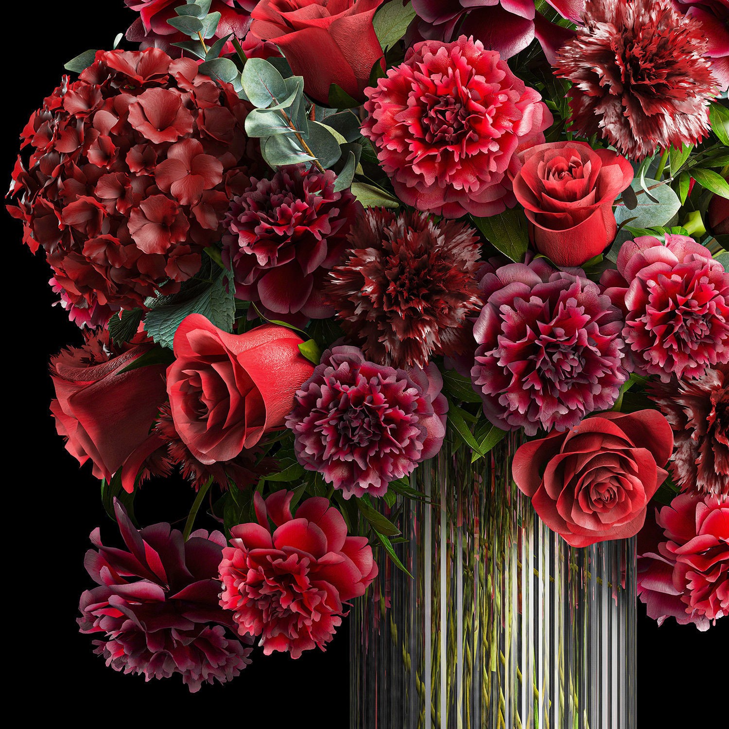 Solemn Bouquet of Red Flowers - Beautiful 3D Model - View 12