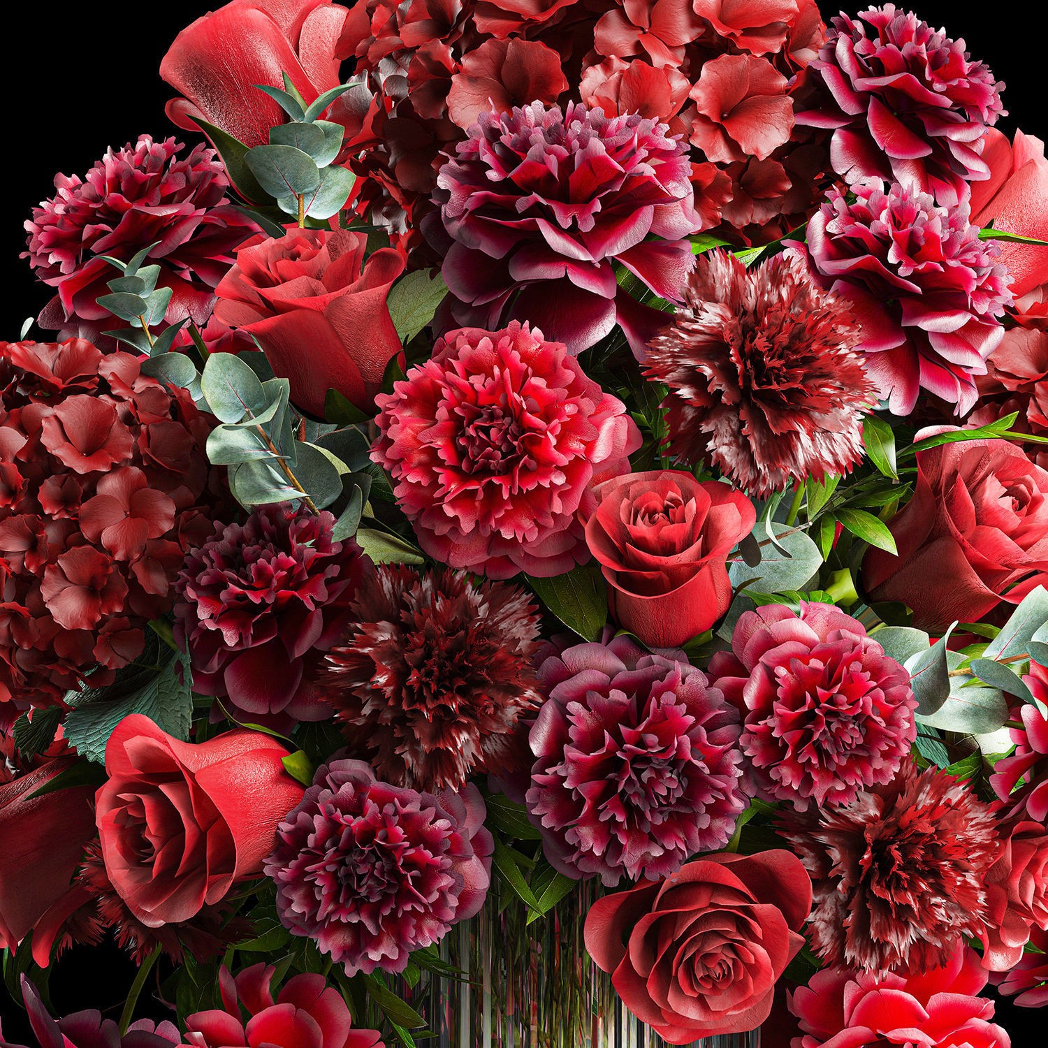 Solemn Bouquet of Red Flowers - Beautiful 3D Model - View 13