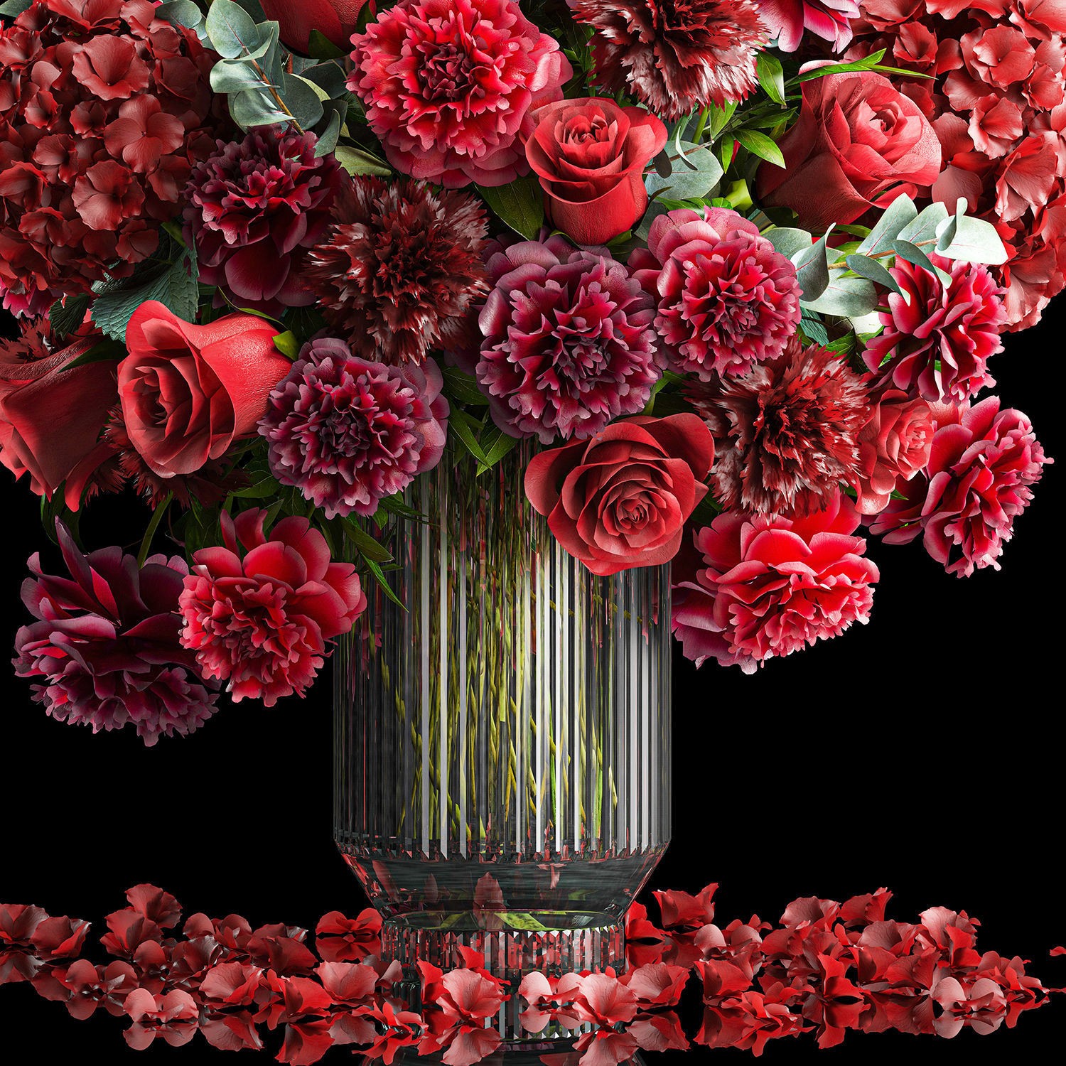 Solemn Bouquet of Red Flowers - Beautiful 3D Model - View 14