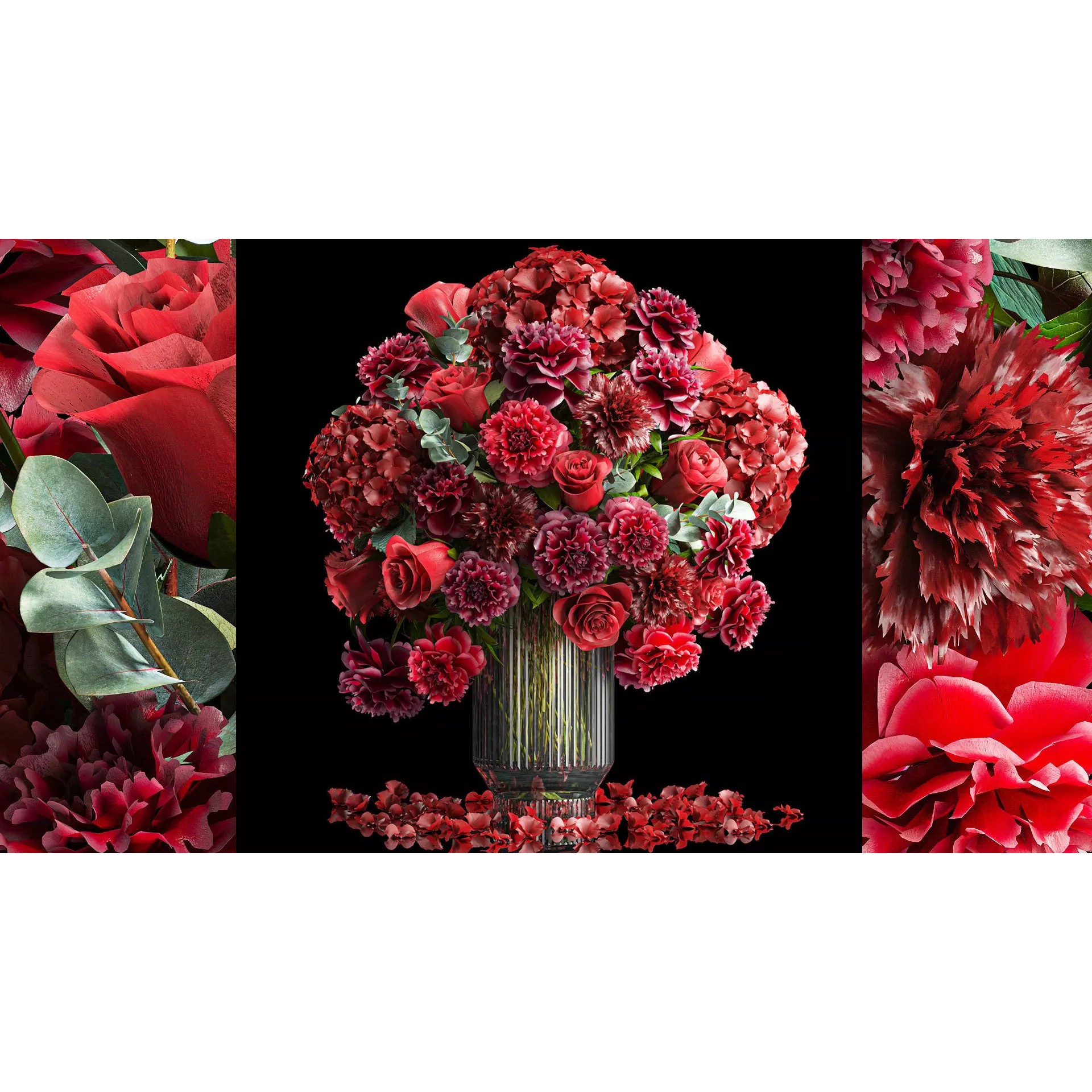 Solemn Bouquet of Red Flowers - Beautiful 3D Model - View 2