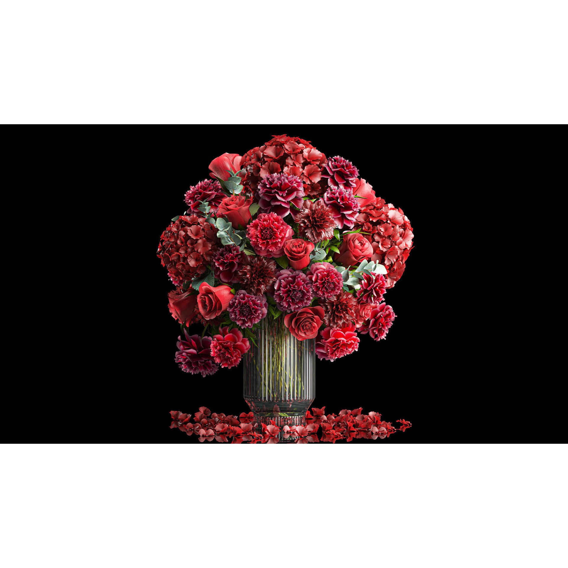 Solemn Bouquet of Red Flowers - Beautiful 3D Model - View 3