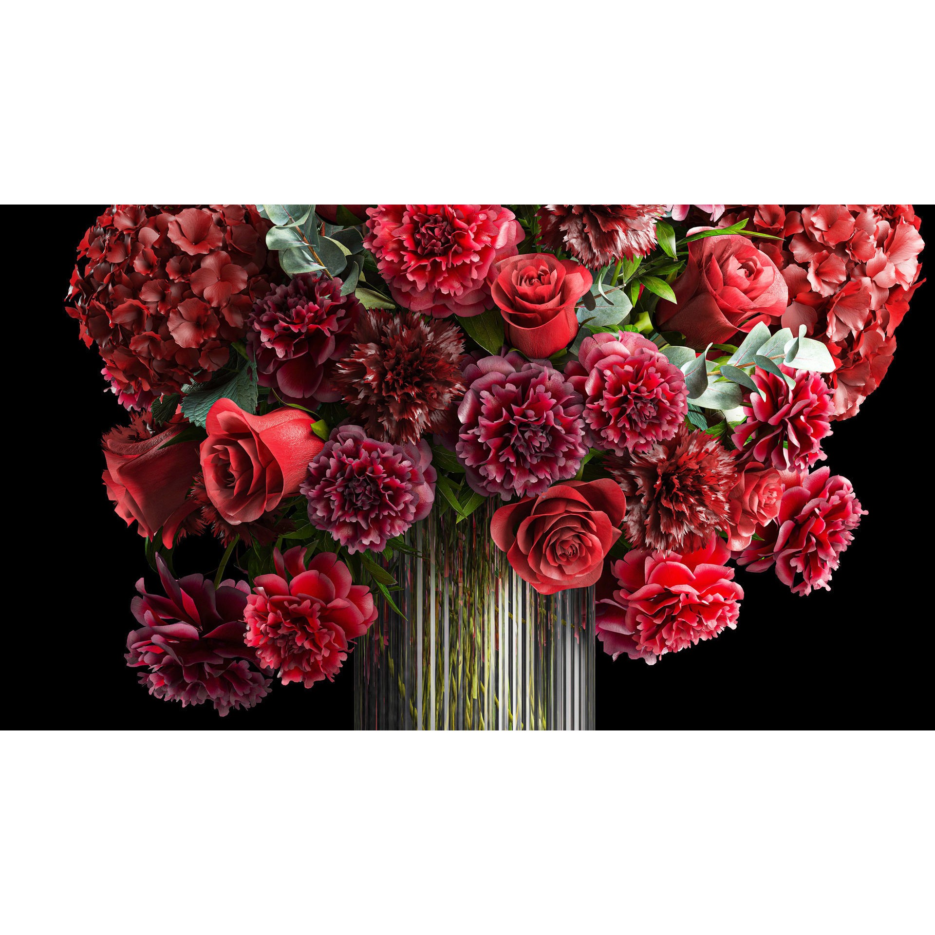 Solemn Bouquet of Red Flowers - Beautiful 3D Model - View 4