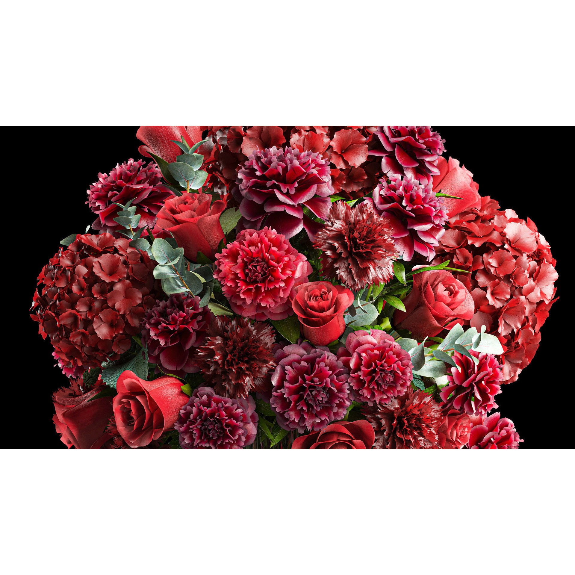 Solemn Bouquet of Red Flowers - Beautiful 3D Model - View 6