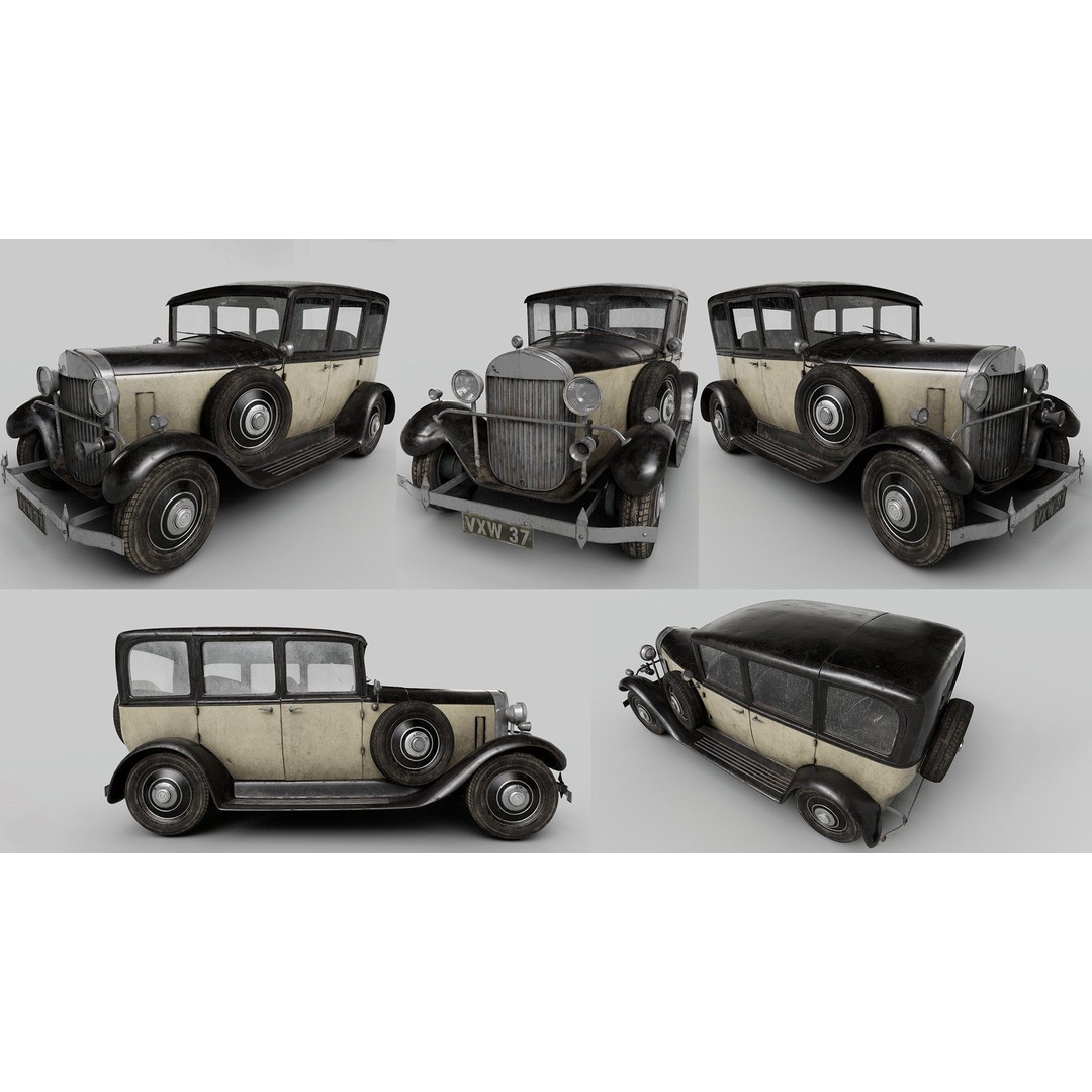 Classic Car 3D Model – Antique Design, PBR Textures, FBX & OBJ - View 10