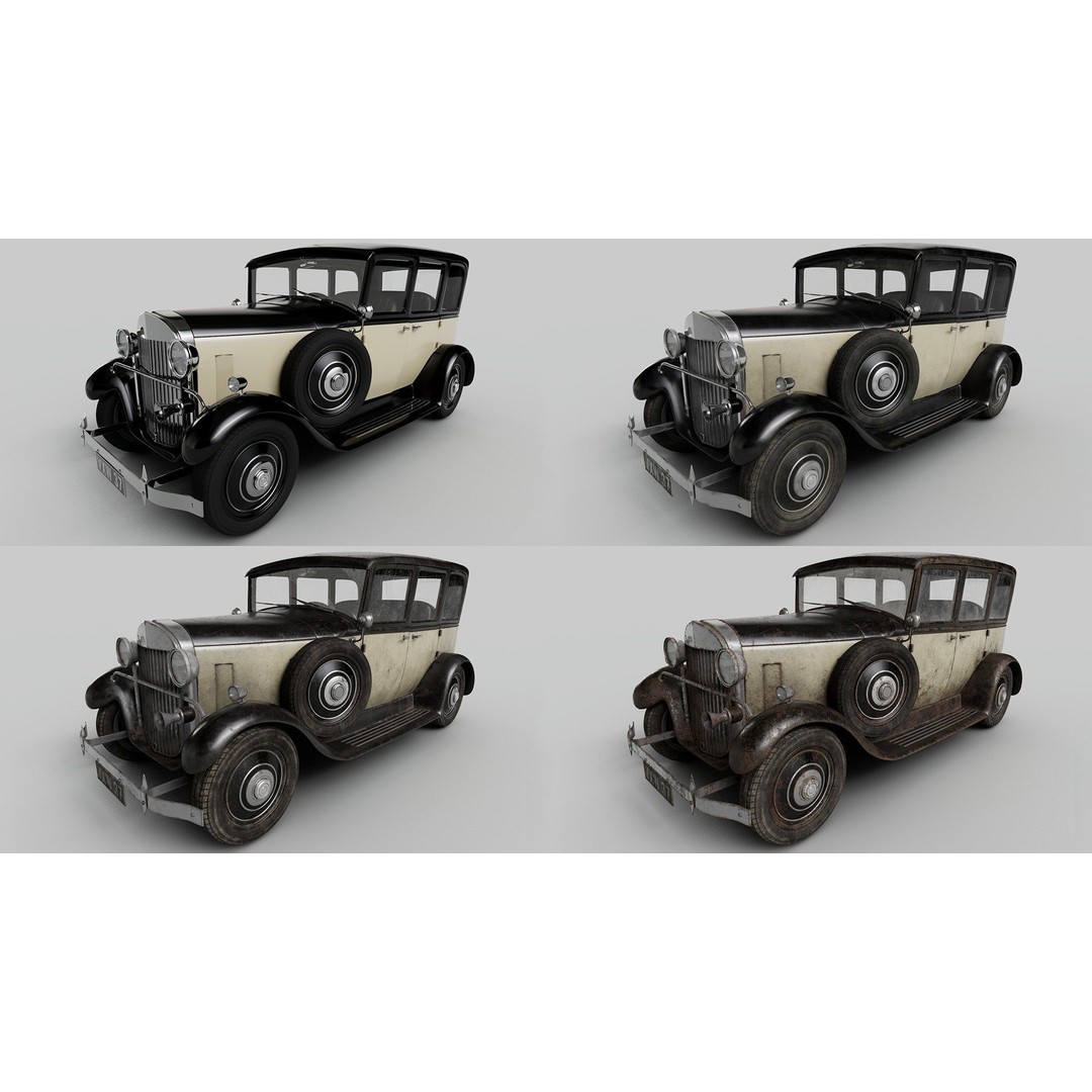 Classic Car 3D Model – Antique Design, PBR Textures, FBX & OBJ - View 11